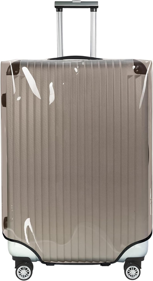 Explore Land Clear Luggage Cover Tough Protector Fits for 18-20 Inches Suitcase for Travel Airplane (PVC Gray, S)