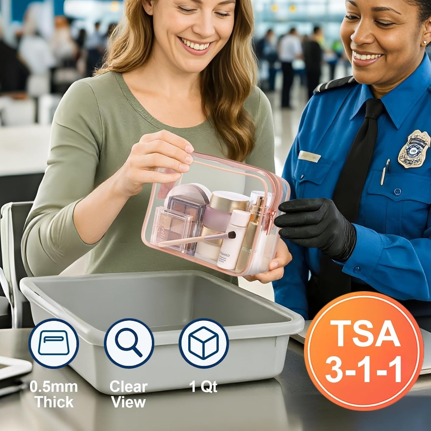 PACKISM TSA Approved Toiletry Bag - 3 Pack Clear Makeup Bags with Zipper, Water-resistant Clear Toiletry Bags for Traveling Holds Small Items, Fit Travel Essentials, 3 colors