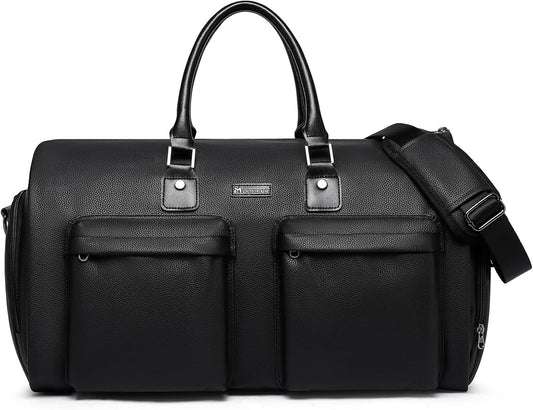 Modoker Garment Bags for Travel Carry on Duffle Bags for Airplane Weekender Suit Bags for Men Travel,2 in 1 Travel Duffel ang Garment Bags for Hanging Clothes,Black