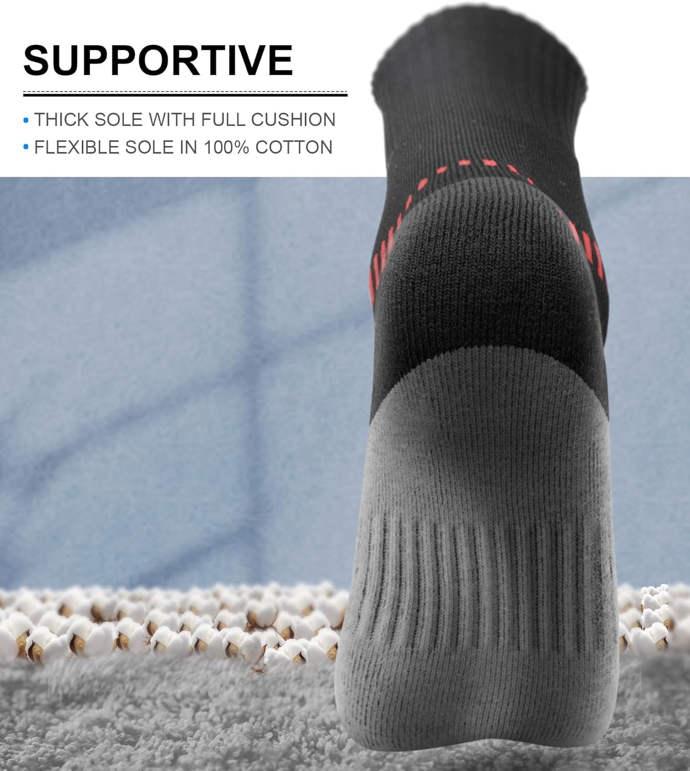 BULLIANT Compression Socks for Men 6Pairs, Athletic Crew Socks Cushioned For Men Sports Running-Arch Support