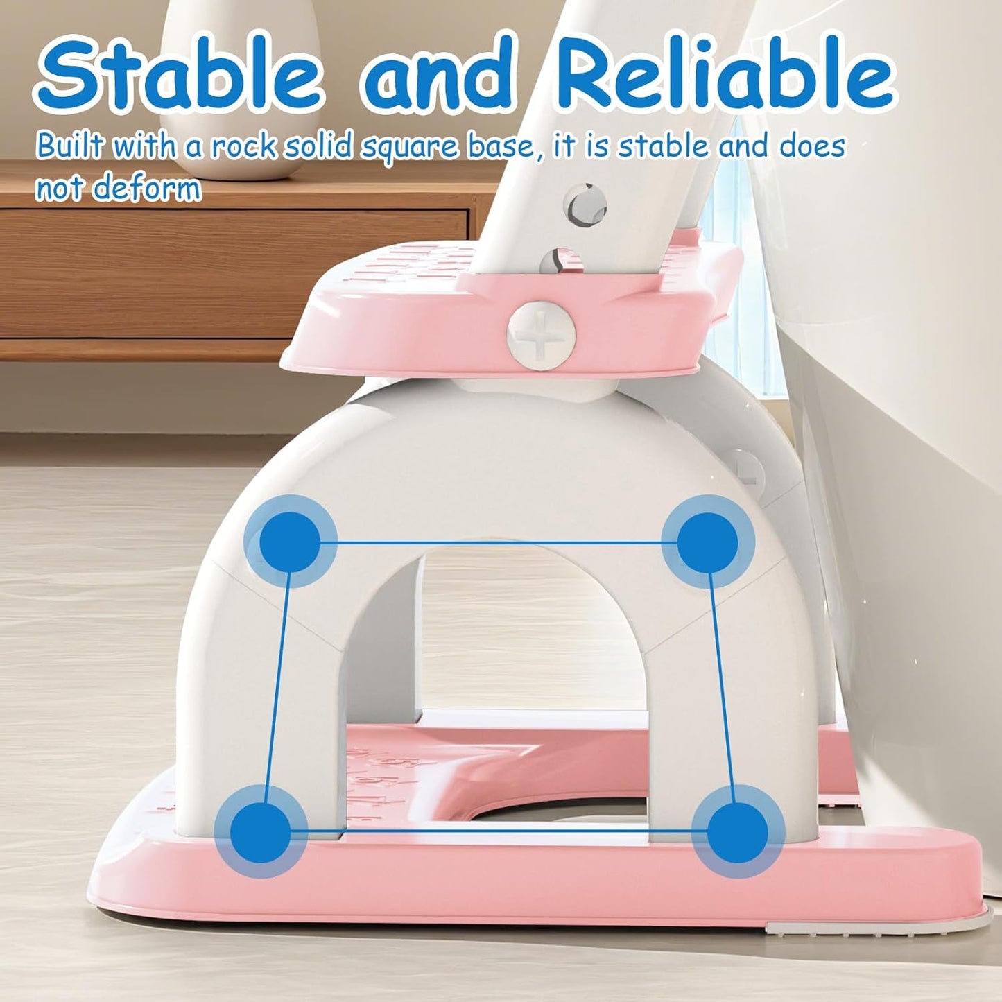 Potty Training Seat for Toddlers - Upgrade 2-in-1 Toilet Seat Toilet Ladder for Kids Children Boys Girls, Anti-Slip Pad & Adjustable Height with Waterproof PVC Cushion - Pink