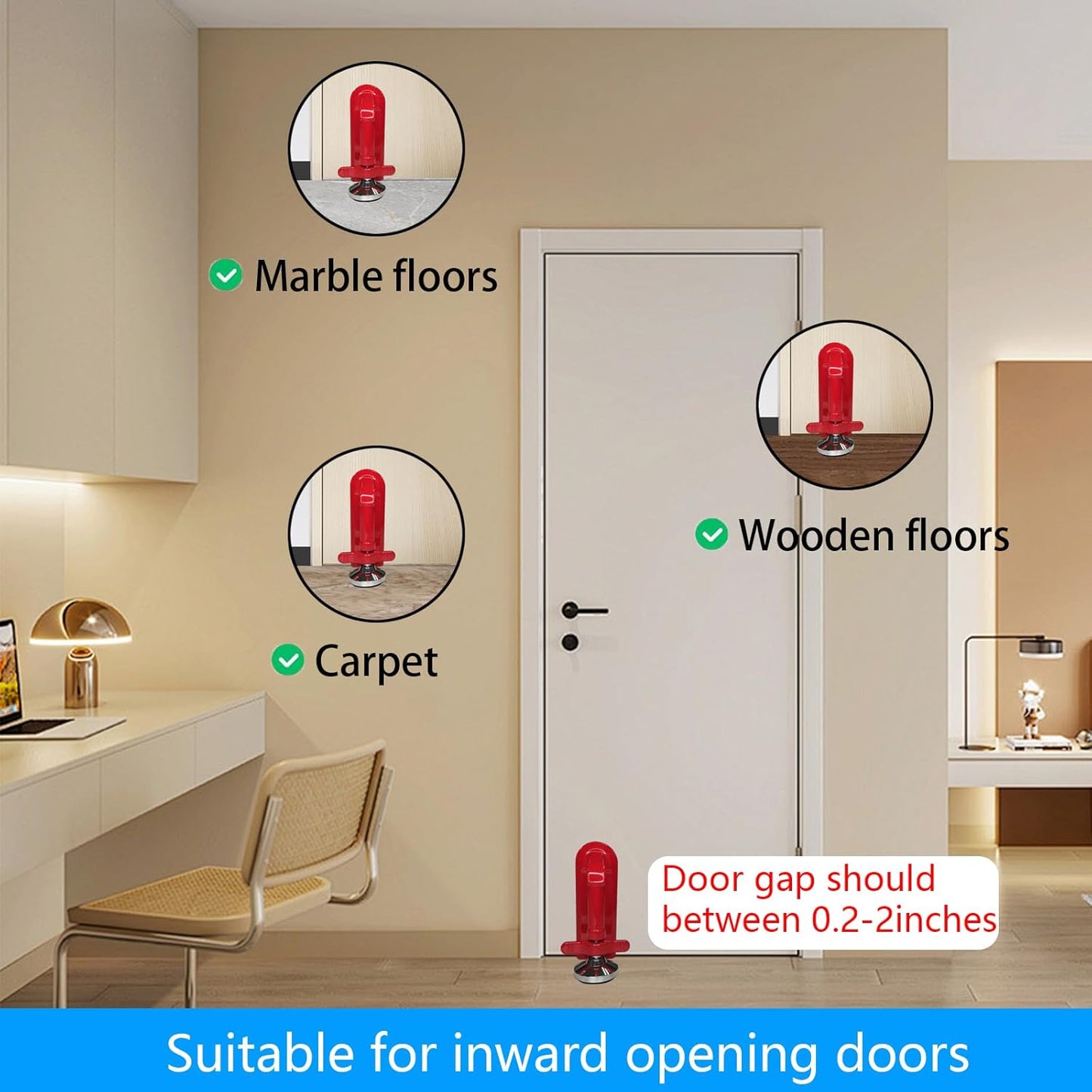 Door Stoppers Security - Portable Door Lock for Travel Anti Theft Door Blocker, Hotel Room Apartment Safety - No Drill Garage Door Brace Devices for Women, Children - Sleep with Peace of Mind