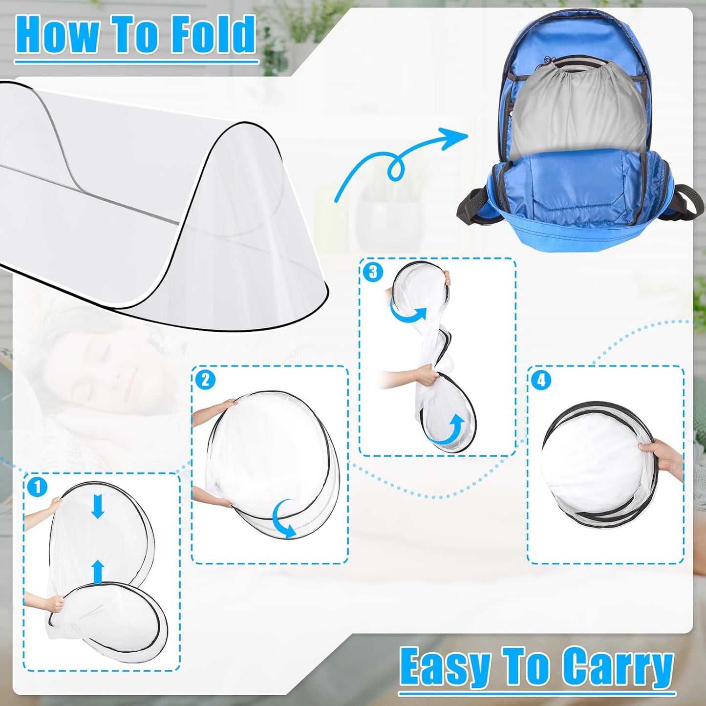 77 * 30 * 23 Inch Large Pop Up Mosquito Tent, Portable Foldable Mosquito Net for Bed Camping Travel Patio