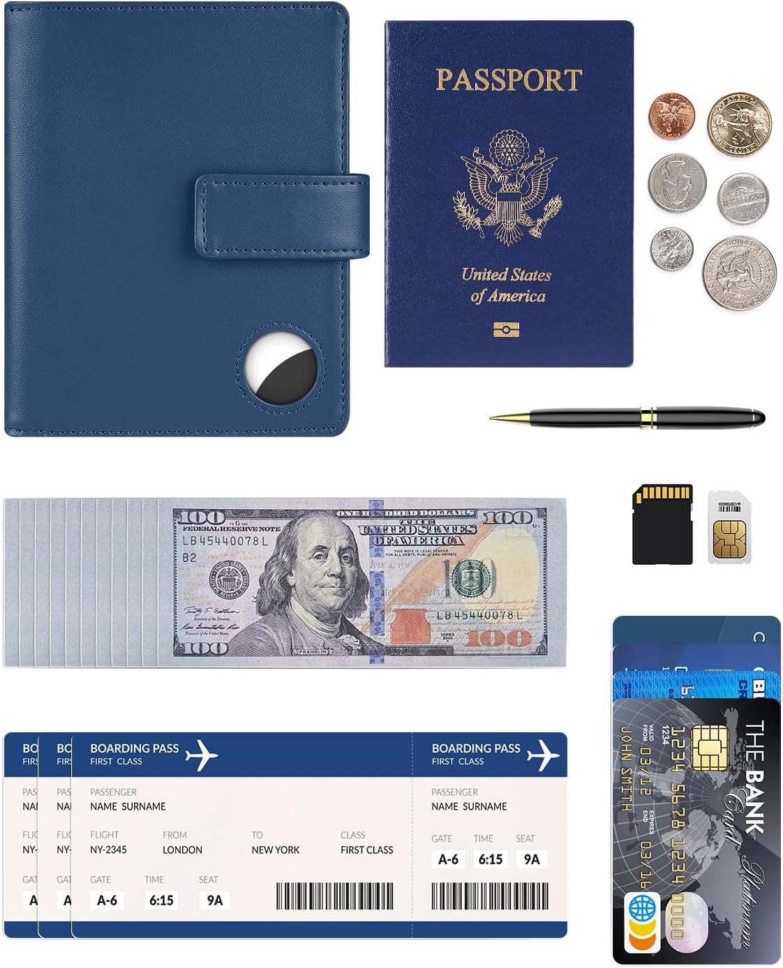 Passport Holder Wallet Cover Case for Women and Men,RFID Blocking,Passport Case,Travel Accessories (Navy Blue)