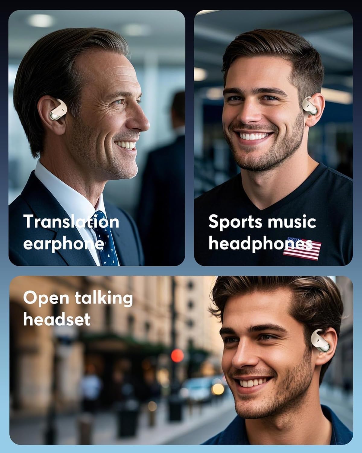 AI Translation Earbuds Real Time - Audifonos Traductores Inglés Español, 3-in-1 Translator Device, Supports 144 Languages & Accents, Open Ear Earbuds with Charging Case