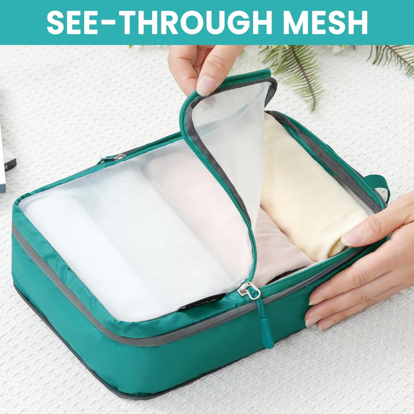 BAGAIL 6 Set Ultralight Compression Packing Cubes Packing Organizer for Travel Accessories Luggage Suitcase Backpack