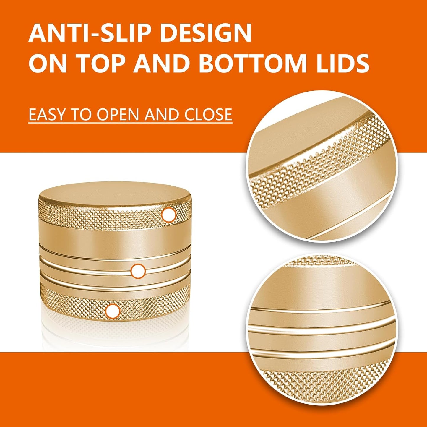 Small Pill Box, Portable Daily Box, Aluminium Alloy Round Container for Pills, Pocket Case (Gold)