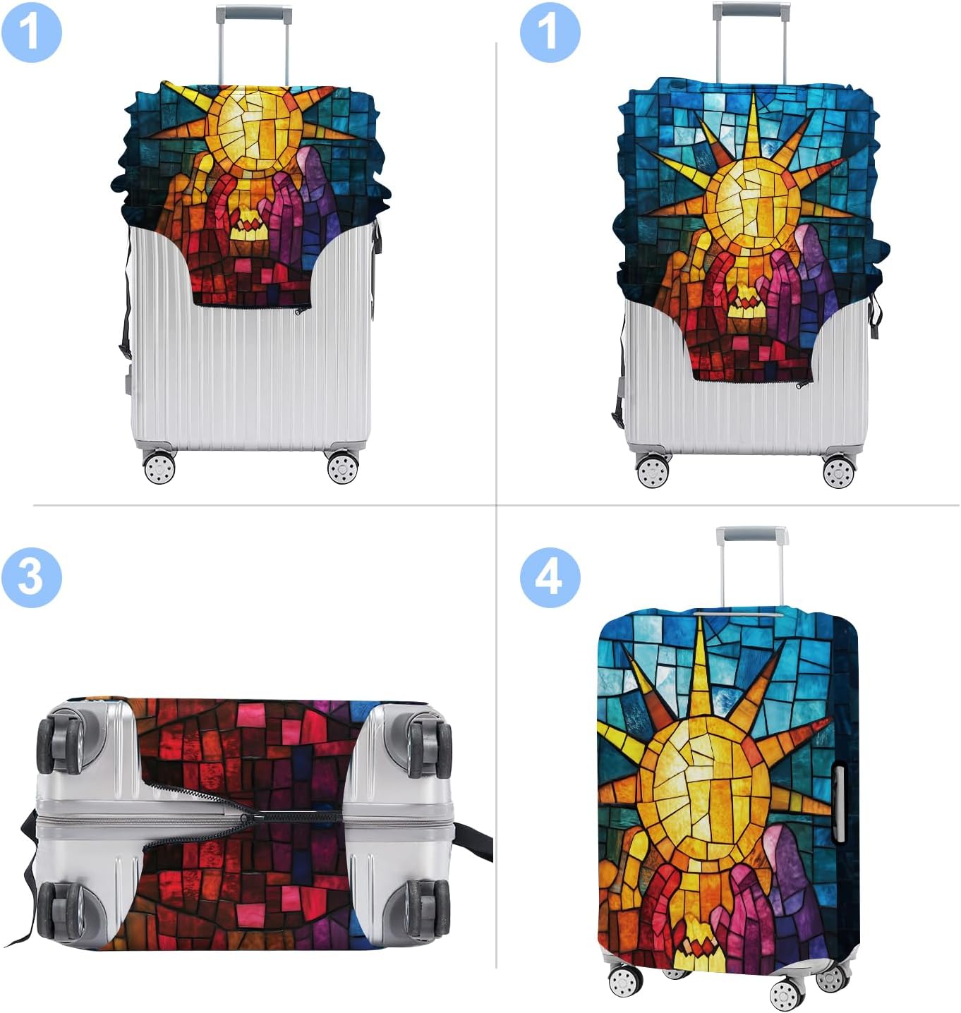 Luggage Cover Washable Suitcase Protector Anti-scratch Suitcase cover Fits 20-34 Inch Luggage (Sun, XL(32-34inch suitcase))