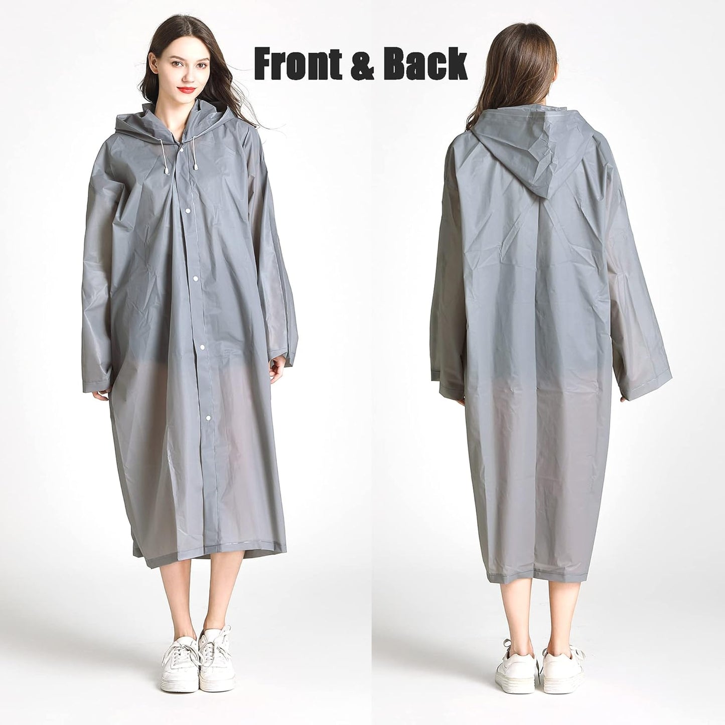 Rain Coats (2 Pack) - Reusable EVA Rain Ponchos for Adults Rain Jackets Raincoats for Men Women