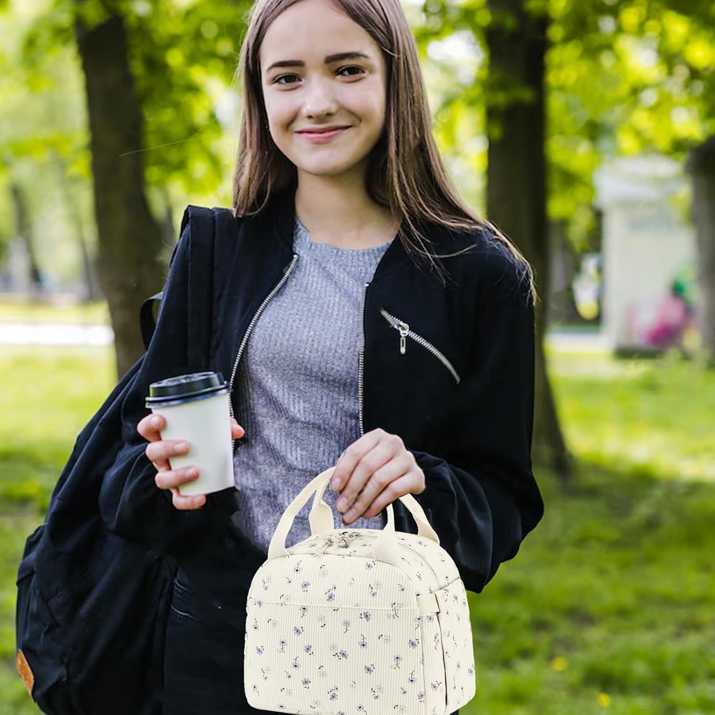 Bluboon Lunch Bag for Women Men Cute Corduroy Lunch Tote Bags Reusable Insulated Lunch Box Large Capacity Reusable Insulated Cooler for Work Picnic or Travel
