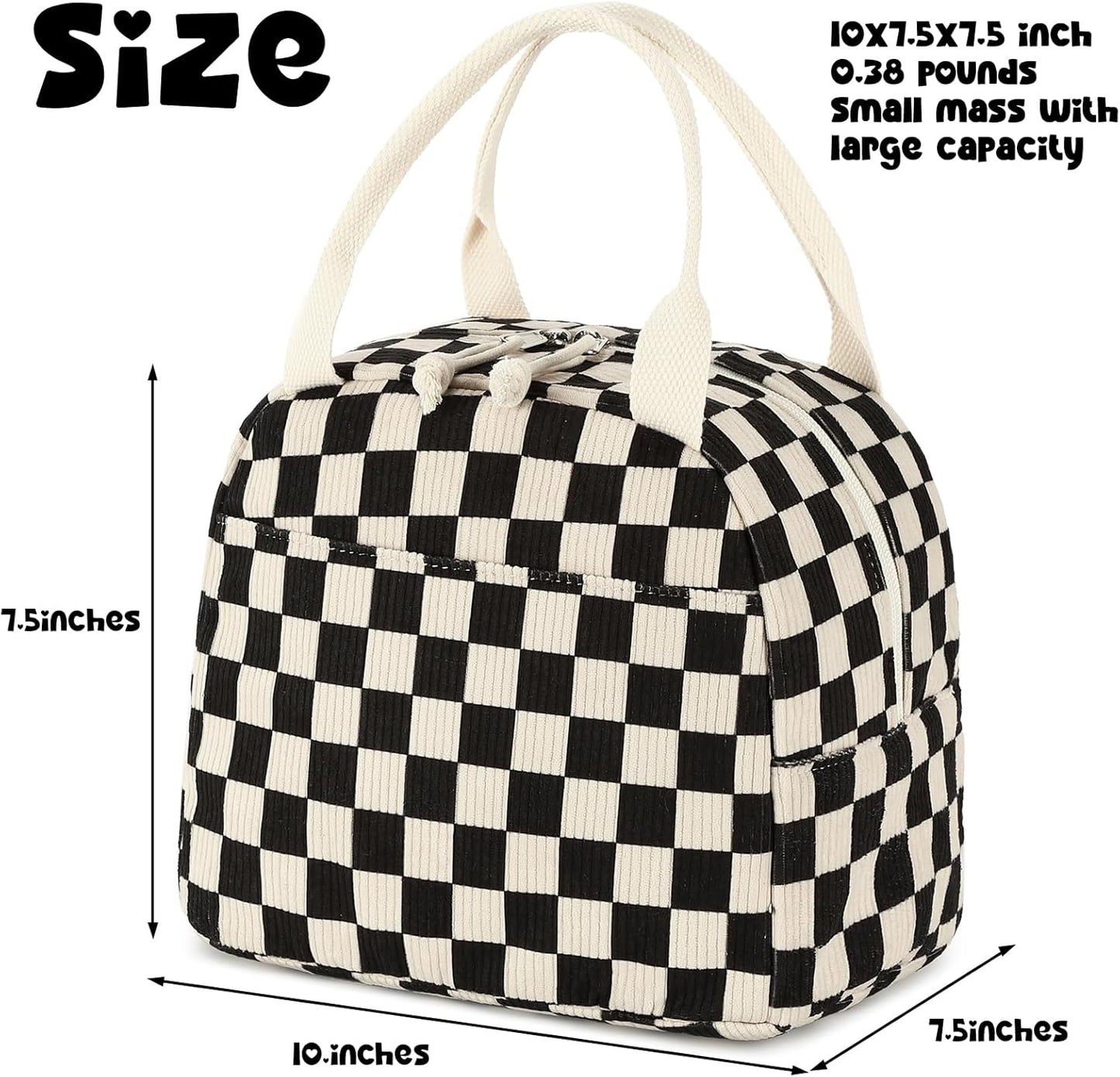 Bluboon Lunch Bag for Women Men Cute Corduroy Lunch Tote Bags Reusable Insulated Lunch Box Large Capacity Reusable Insulated Cooler for Work Picnic or Travel