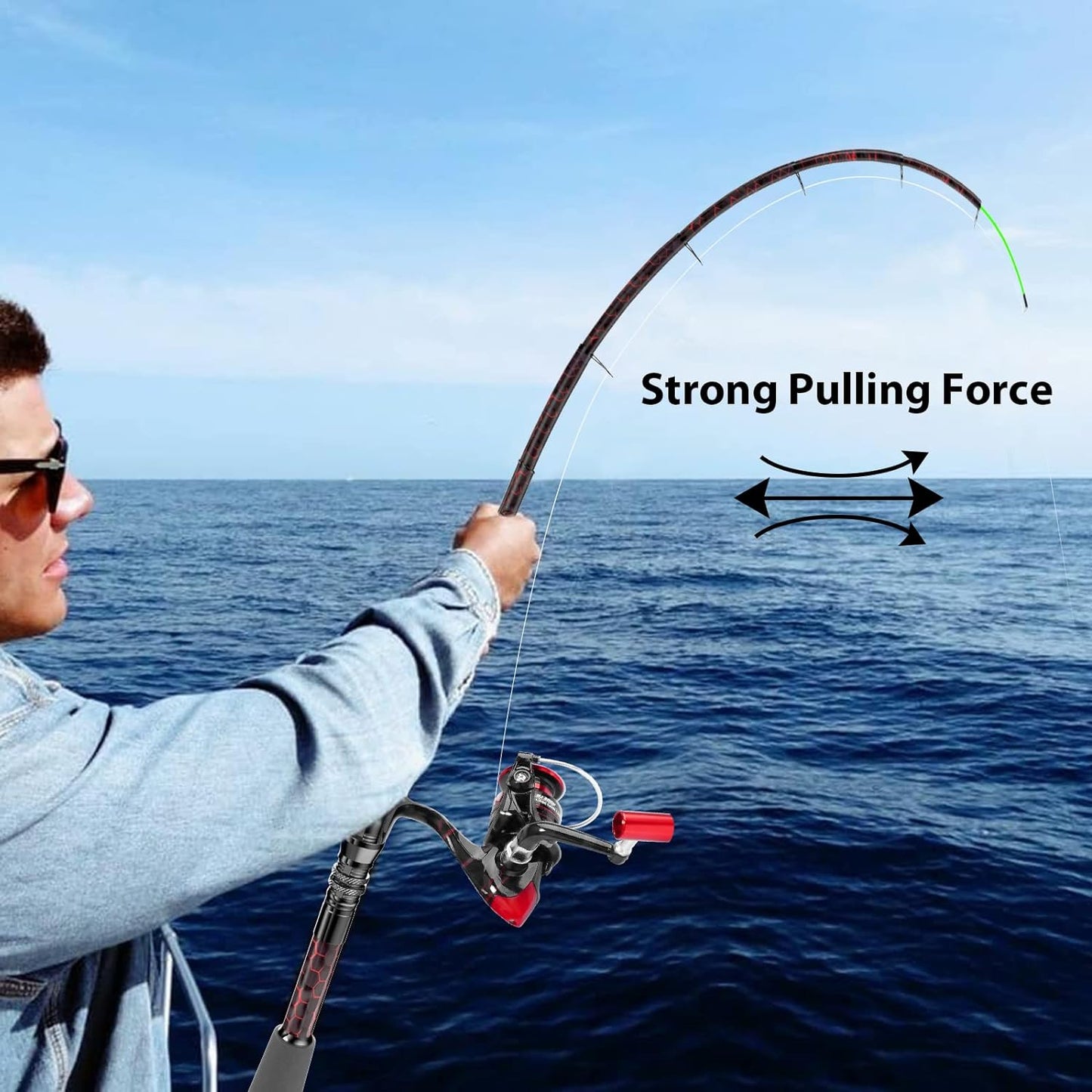 Fishing Rod and Reel Combos, Unique Design with X-Warping Painting, Carbon Fiber Telescopic Fishing Rod with Reel Combo Kit with Tackle Box, Best Gift for Fishing Beginner and Angler