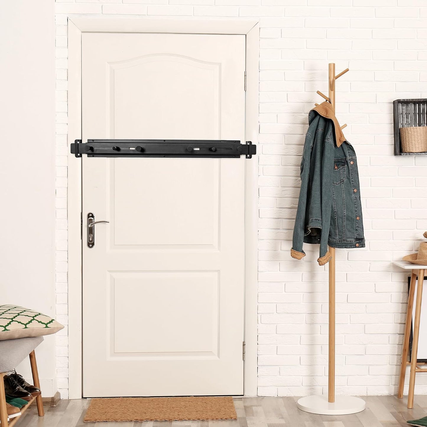 Door Bar Lock - Patented Door Barricade Security Bar - Home Safety Improvement, Door Reinforcement, Childproof, Break-in Prevention - Premium Grade Steel Door Mount for 34''-45'' Wide Doors
