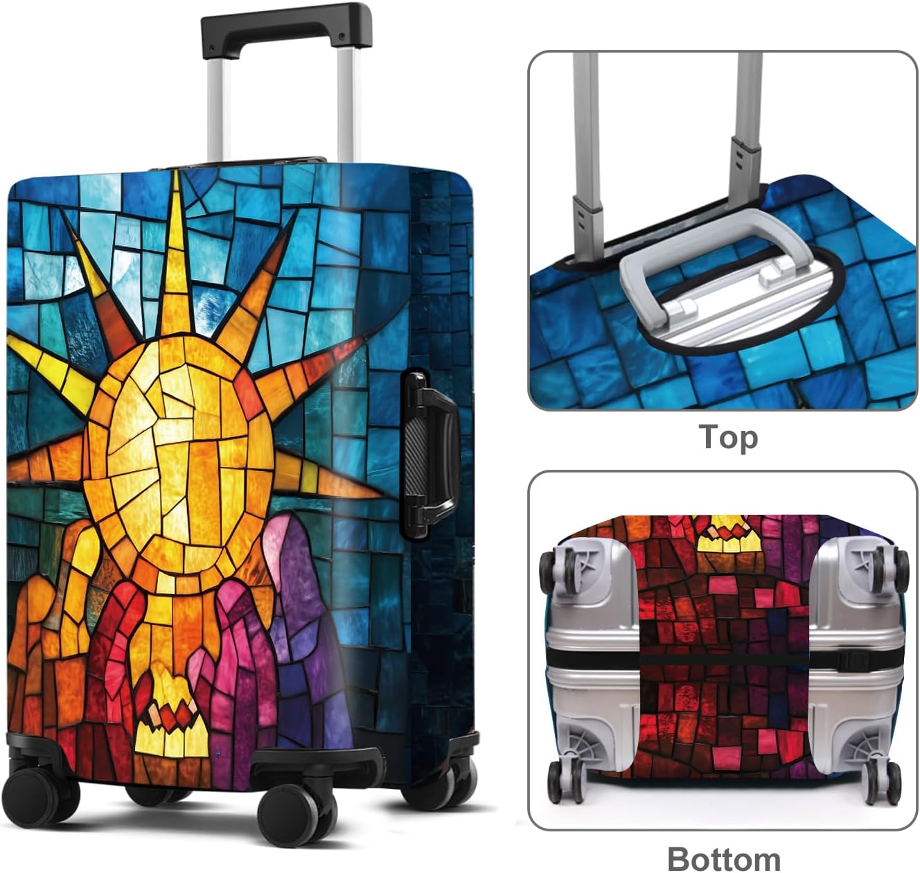 Luggage Cover Washable Suitcase Protector Anti-scratch Suitcase cover Fits 20-34 Inch Luggage (Sun, L(28-30inch suitcase))