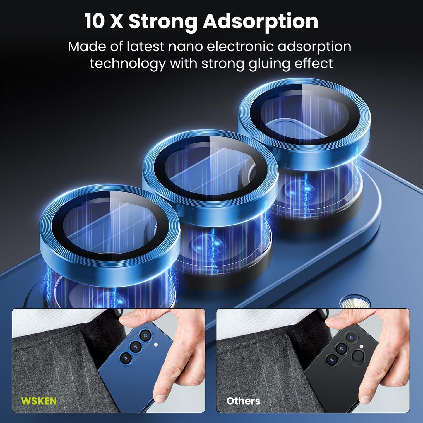 WSKEN for Z Fold 7 Camera Lens Protector Case Cover - Ultra HD Anti-Reflective Tempered Metal Glass Anti Scratch Rear Camera Screen Protector Film for Samsung Galaxy Z Fold 7 5G Accessories,Blue
