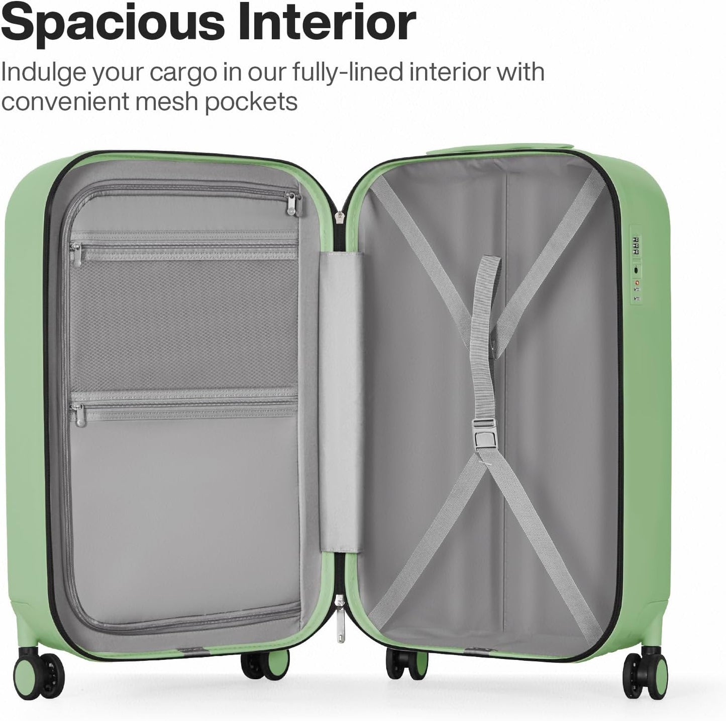 mixi 20 Inch Carry On Luggage PC Hardside Suitcases with Wheels & TSA for Travel Woman Men, Avocado Green