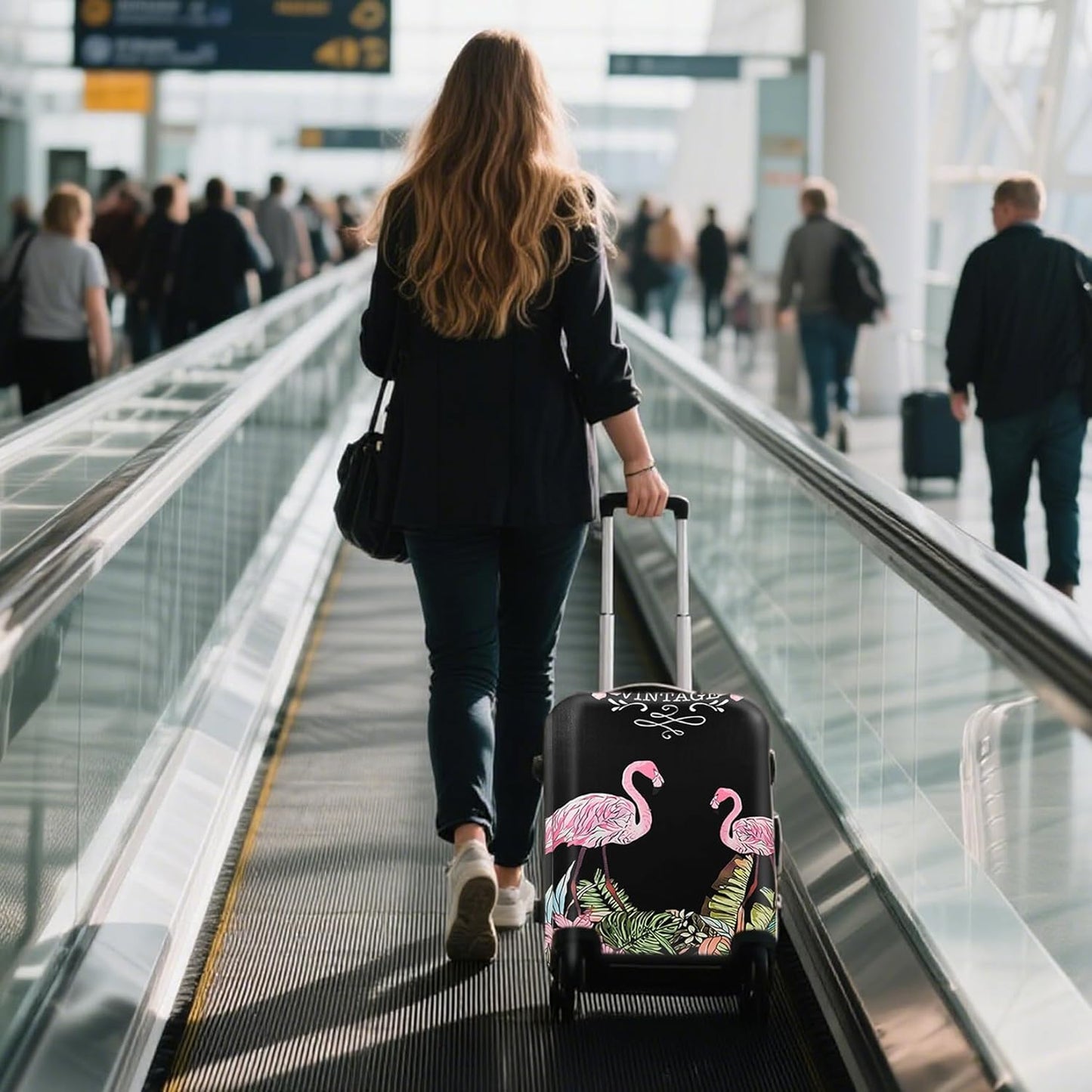WUJIAONIAO Travel Luggage Cover Baggage Suitcase Cover Protector Skins 18-32 Inch (Flamingo A23, S (for 18-20 inch luggage))
