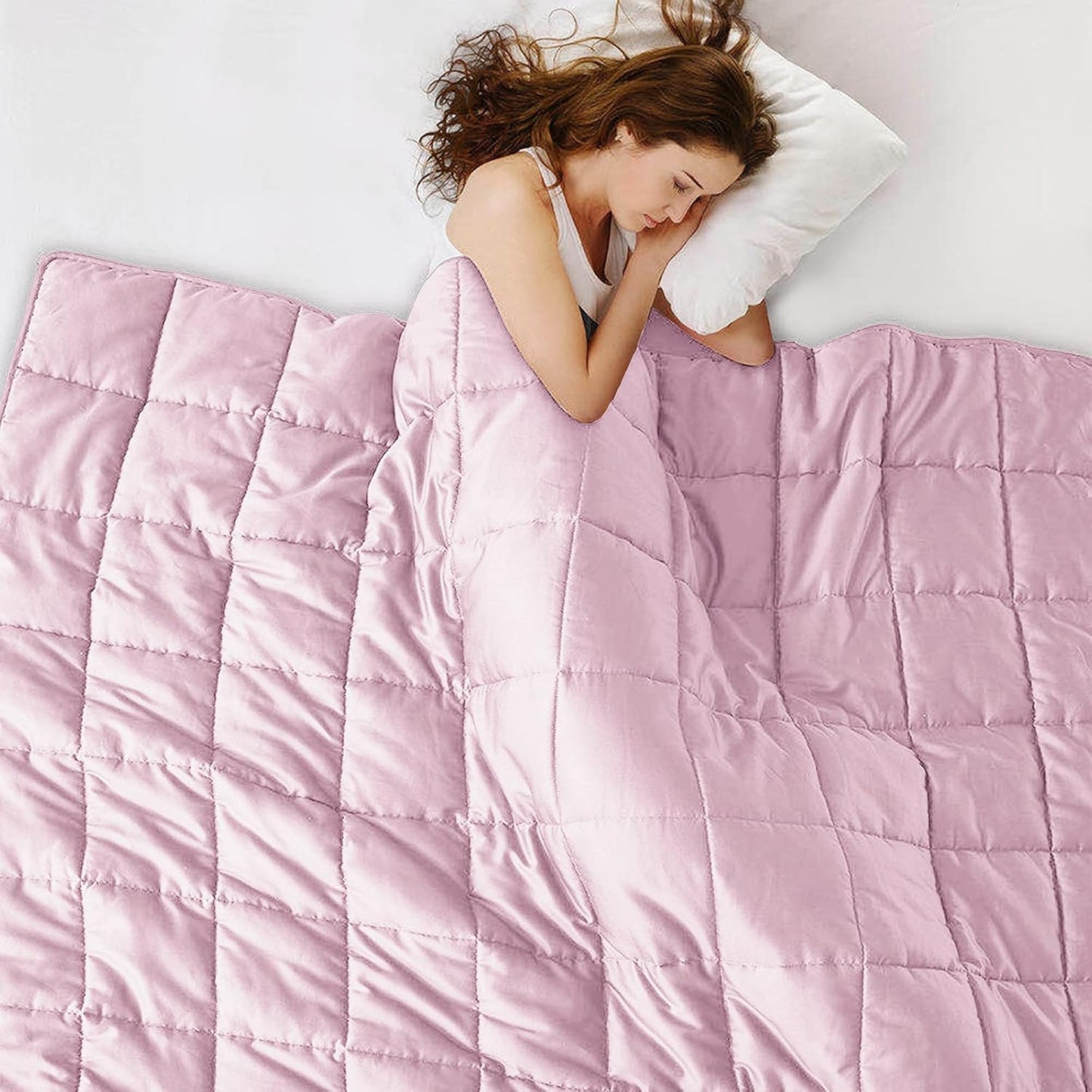 L'AGRATY Weighted Blanket - 88"x104" 30lbs Cooling Breathable Heavy Blanket Microfiber Material with Glass Beads for Adult All-Season Summer Fall Winter Soft Thick Comfort