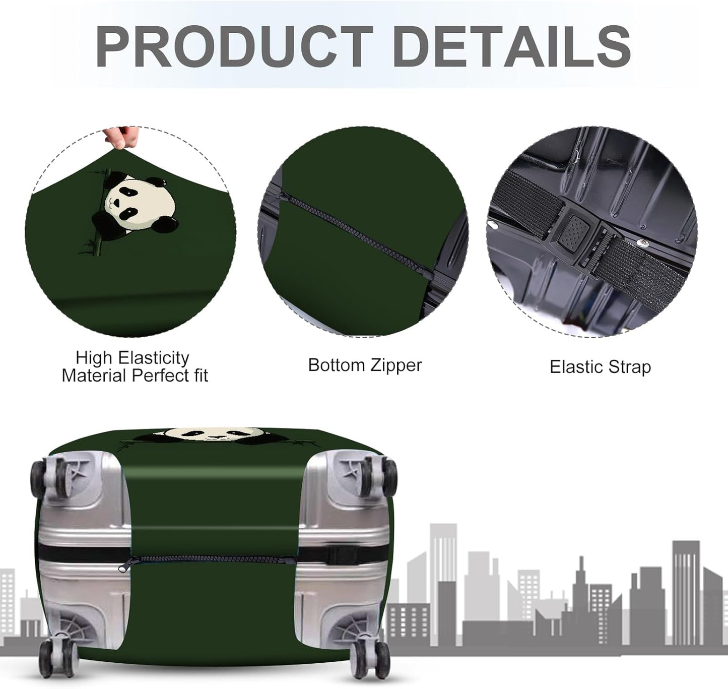 ANNA QUEEN Panda Luggage Cover, Cute Panda Design Suitcase Protector, Stretchable Washable Travel Sleeve for 32-34 Inch Luggage
