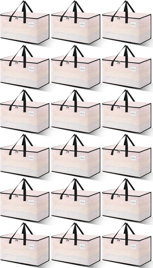 Heavy Duty Moving Bags - Extra Large Packing Bags and Storage Totes, Collapsible and Foldable Option for Moving and Storage, Clear, 93 L - 18 Pack