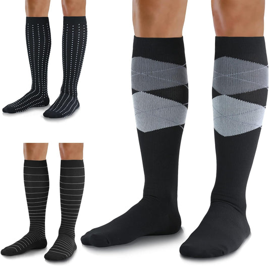 Medical Compression Socks for Women and Men 3 Pairs 20-30 mmHg Knee High Christmas Compression Stockings Circulation Best for Running Athletic Nurses