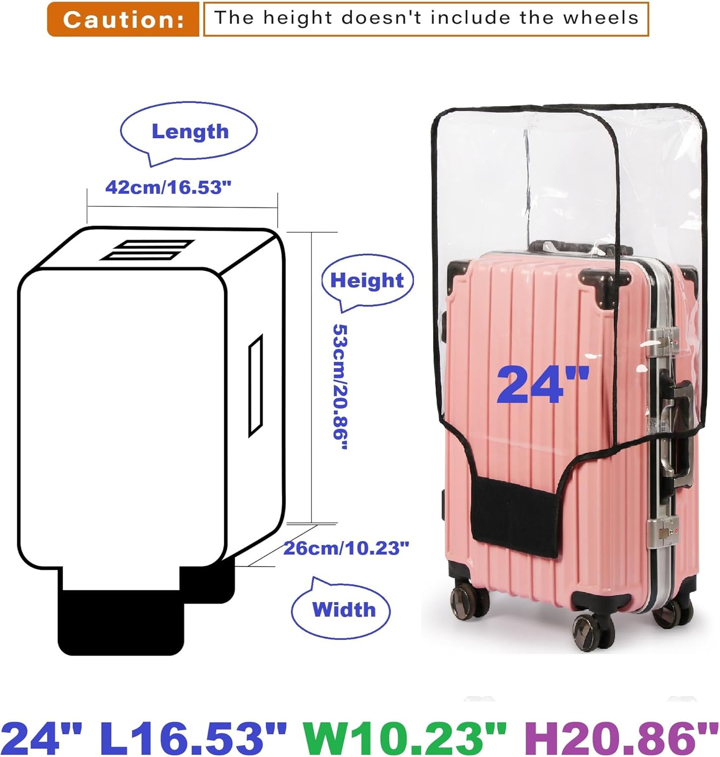 Clear PVC Suitcase Cover Protectors- Thickened Waterproof Luggage Covers Protector, Full Transparent Dustproof Sleeve for Wheeled Suitcases (24")