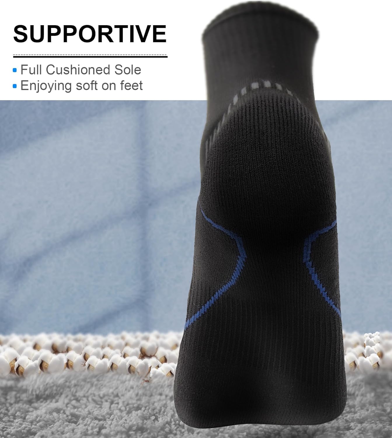 BULLIANT Compression Socks for Men 6Pairs, Athletic Crew Socks Cushioned For Men Sports Running-Arch Support