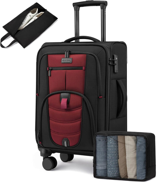 Carry On Luggage 22x14x9 Airline Approved, 22-Inch Suitcases with Spinner Wheels, Softside Carry-on Luggage with TSA Lock for Men Women Business Trip, Lightweight Large Capacity Luggage for Travel