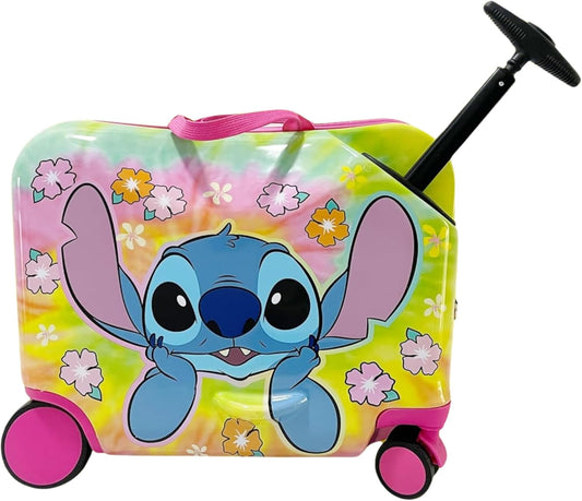 Fast Forward 18" Lilo And Stitch Kids Ride on Luggage-HardShell Rolling Travel Suitcase-Lightweight Ride On Suitcase For Kids