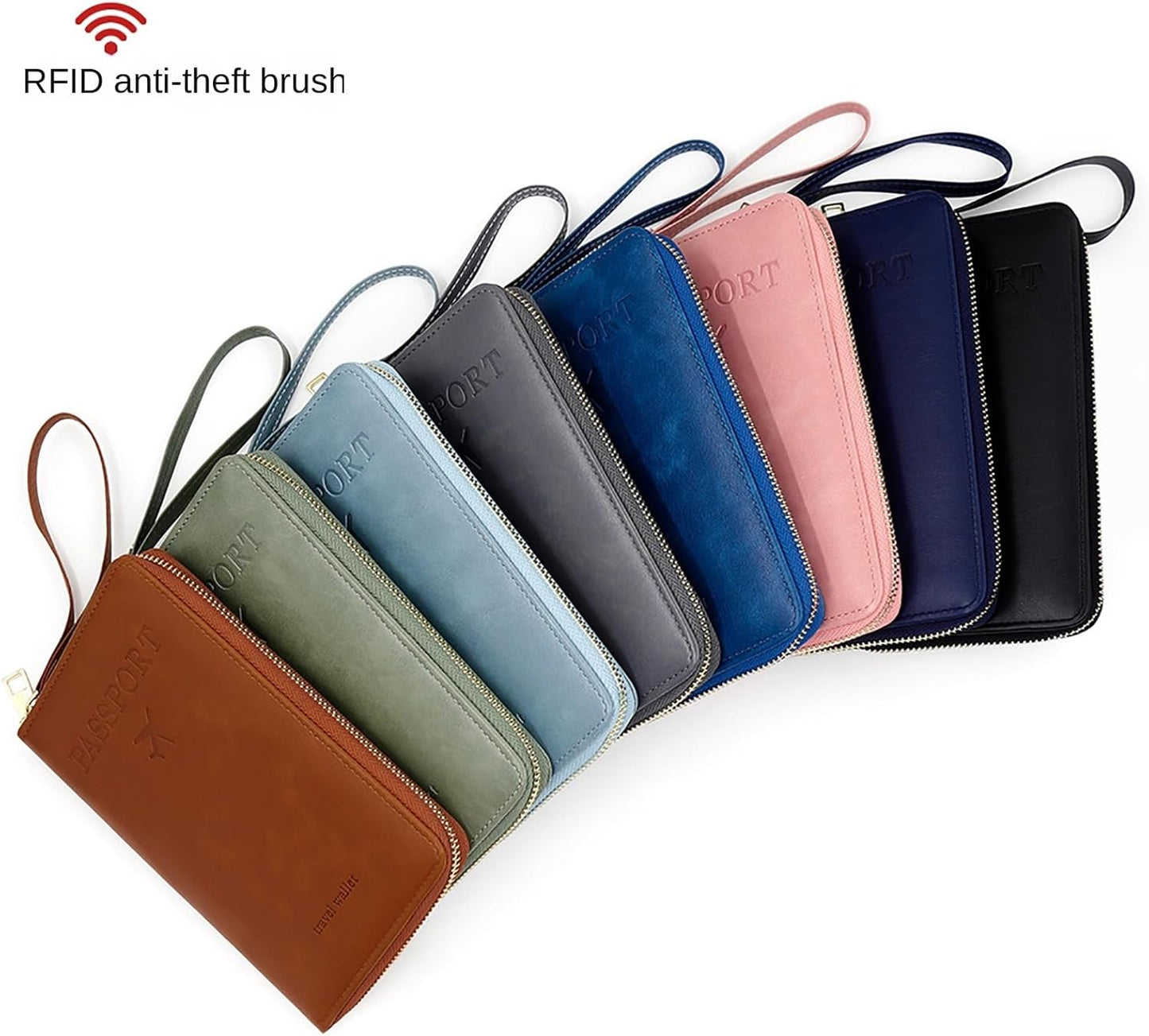 Rowgins Rfid Blocking Passport Holder Wallet, Rowgins Rfid Passport Holder with Zipper, PU Leather PassportHolder for Travel (BLACK)
