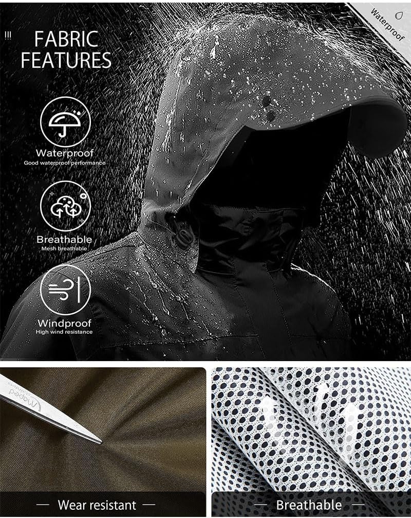 iCreek Rain Suit Waterproof Jacket with Pants 2 Pieces Breathable Lightweight Packable Raincoat with Hooded Rain Gear Unisex