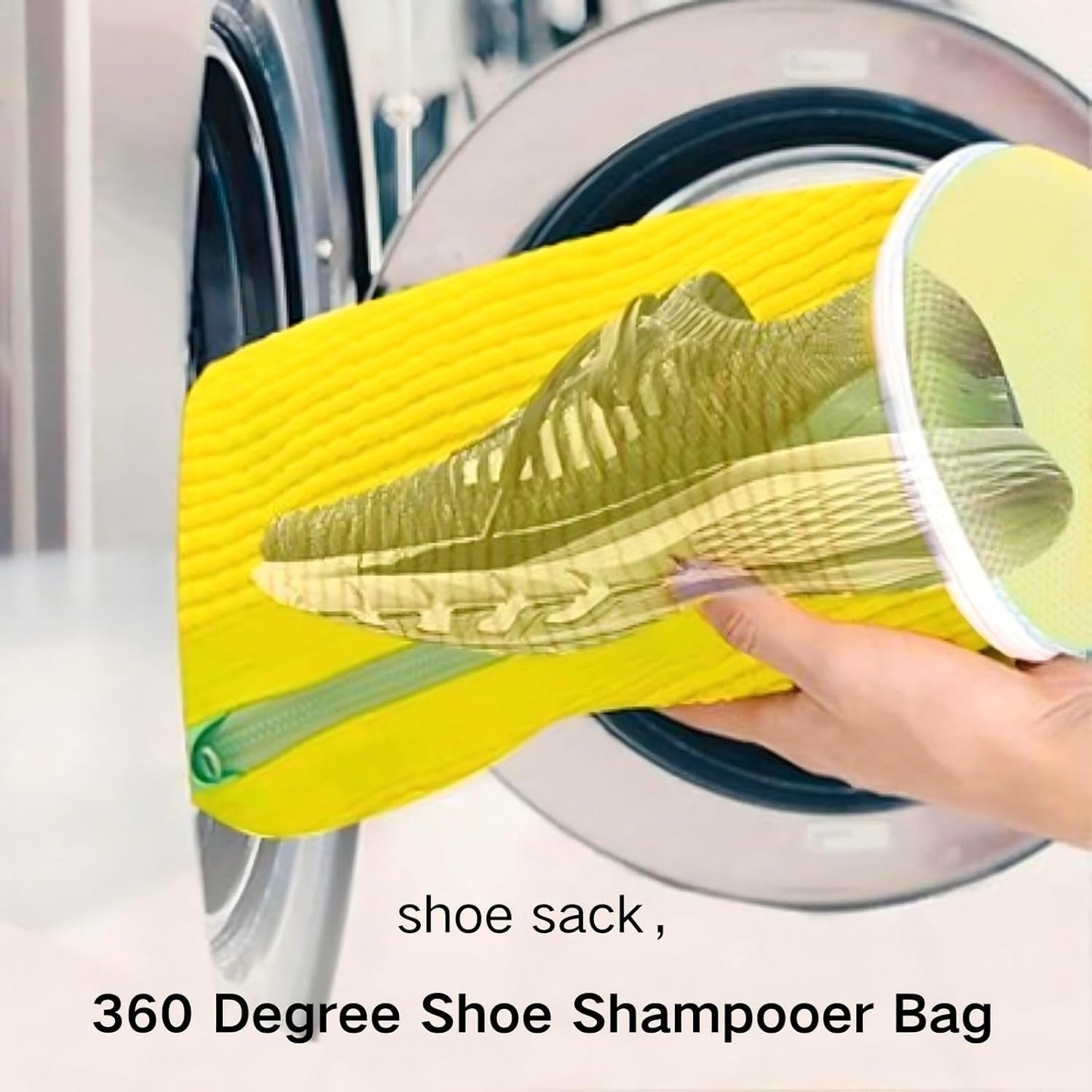 Shoe Cleaning Bag, Washing Machine Shoe Bag, Reusable Sneaker Cleaning Bag, Suitable for Washing Machines and Dryers, Shoe Cleaning Bag with Side Zipper and Hanging Cord (2-Pack, Gray)