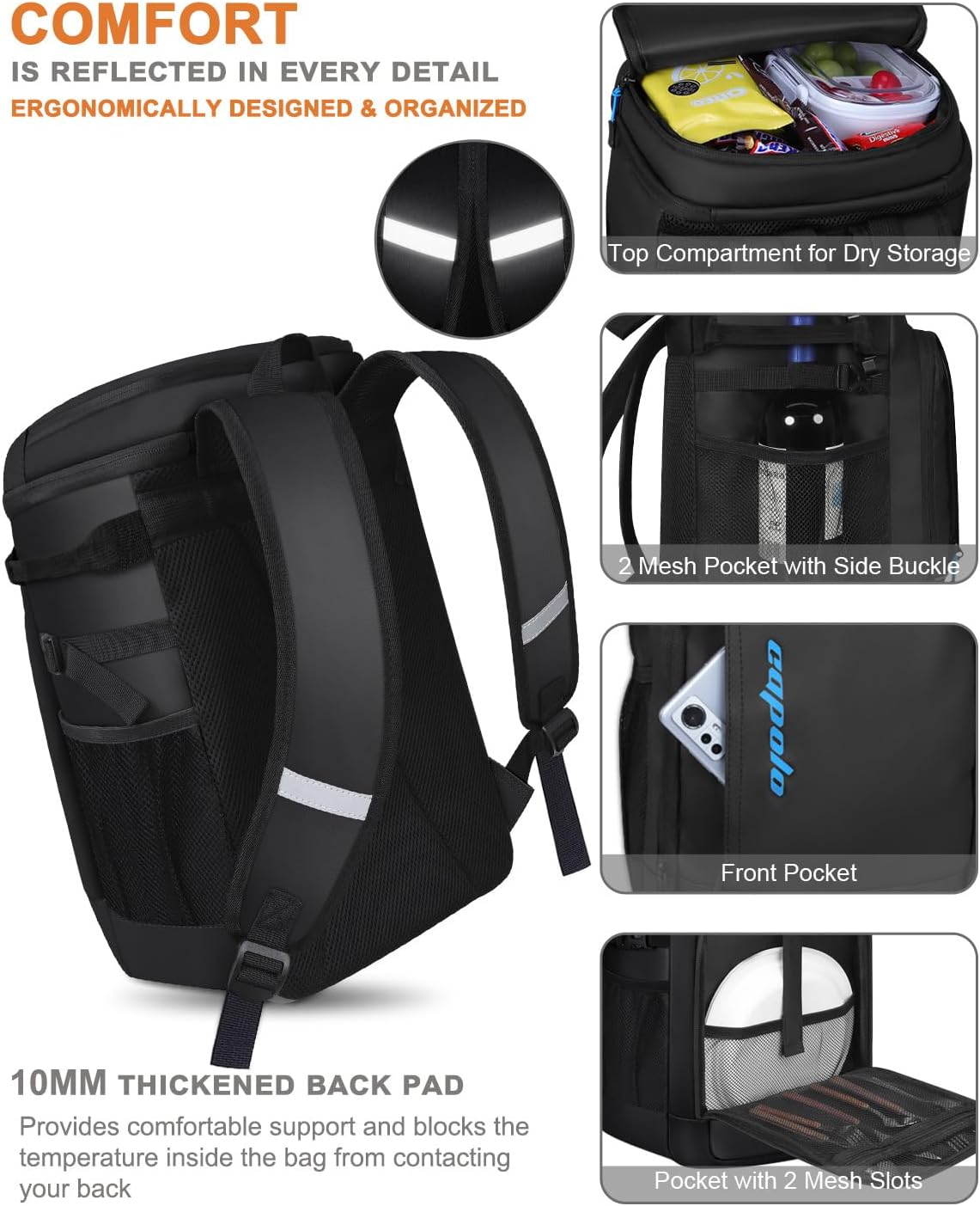 Capolo 36/45 Cans Cooler Backpack Insulated Waterproof for Women Men Lunch Backpack Coolers Leak Proof Soft Cooler Bags