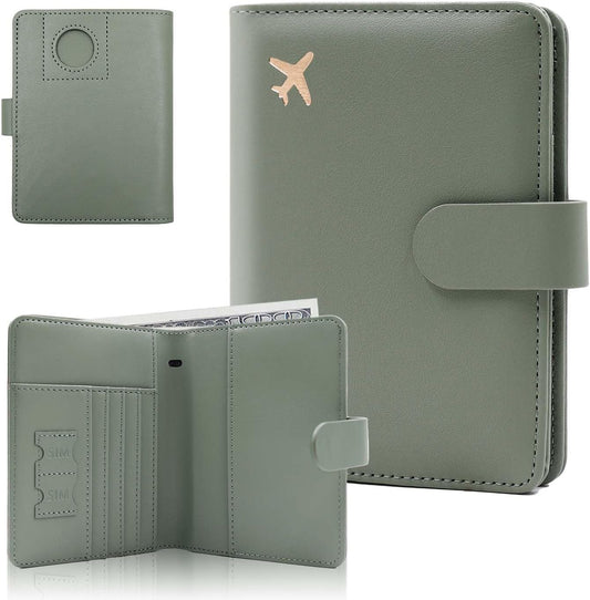 Melsbrinna Premium Leather Passport Holder Covers Case, Waterproof Rfid Blocking Travel Wallet Passport Holder with Pen Holder, Cute Passport Book for Women/Men