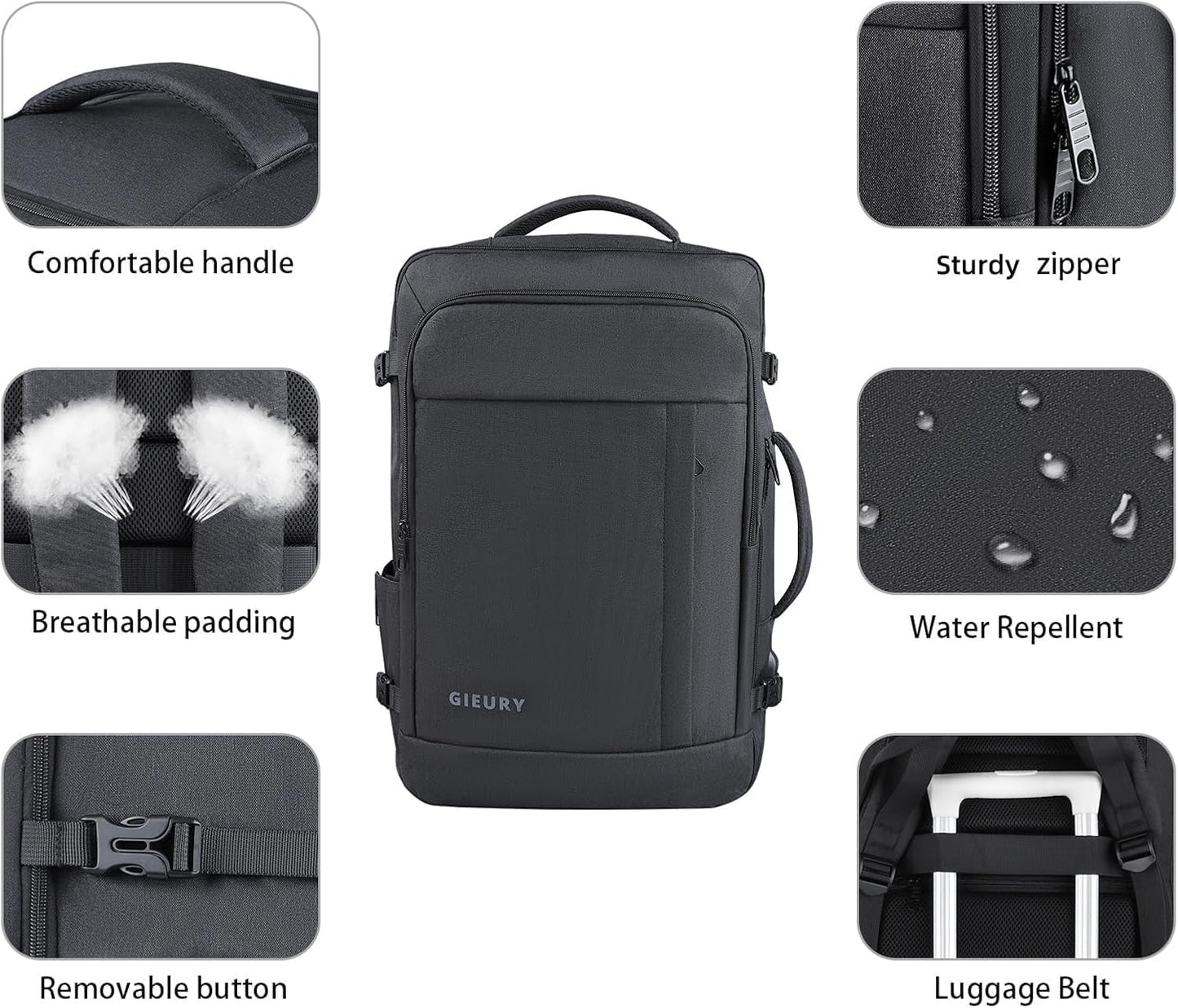 55L Carry On Backpack, Extra Large Travel Backpack for Men & Women, Expandable 60L Big Capacity Bag For Airplanes, Travel Gifts for Men Women, Fits 18.4 Inch Laptop, Luggage Suitcase Daypack, Black