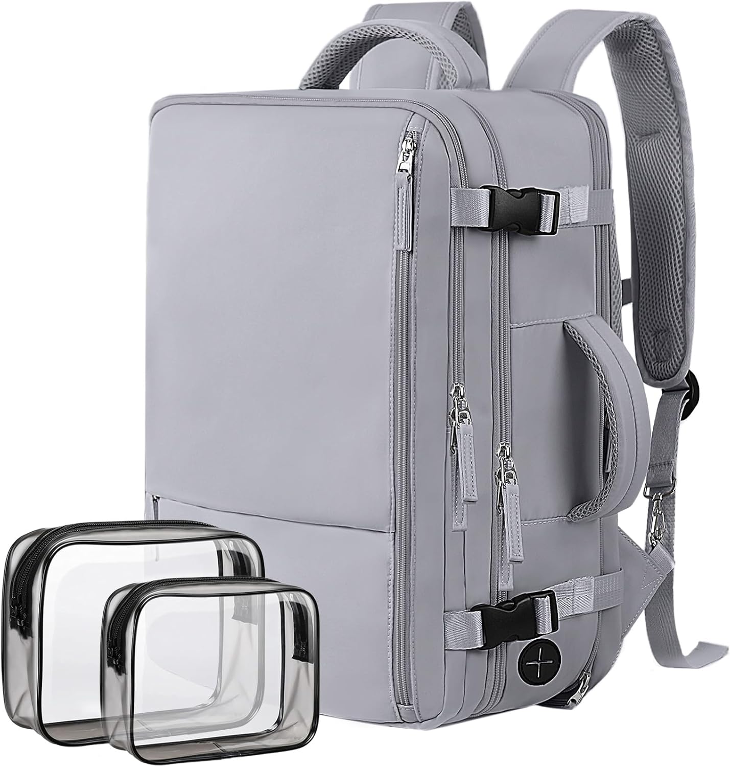 Hanples Extra Large Travel Backpack for Women as Person Item Flight Approved, 40L Carry On Backpack, 17 Inch Laptop Backpack, Waterproof Backpack, Hiking Backpack, Casual Bag (Gray)