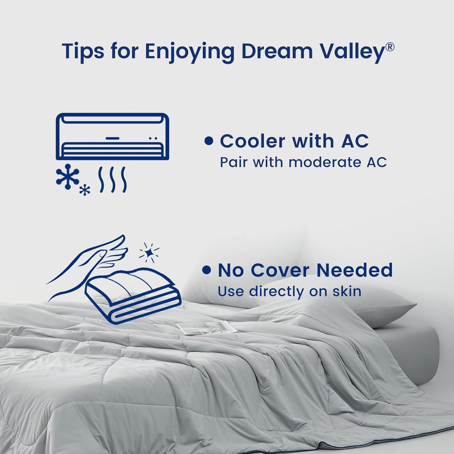 Dream Valley® Outlast® Deepsleep Cooling Comforter, Twin Size, NASA-Grade Space Technology Cooling Blanket for Hot Sleepers Night Sweats, Q-Max > 0.45 Aerocool™ Breathable, Cool Grey, 68"x90"