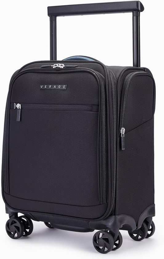 Verage Carry On Luggage with Wheels, 15 Inch Underseat Spinner Luggage Pro, Underseat Personal Item Travel Bag for Men and Women, Carry On Bags for Airplanes, Black