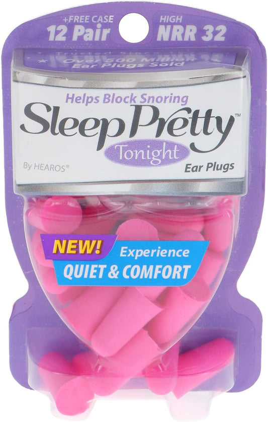 Hearos Sleep Pretty Tonight Foam Ear Plugs, Hearing Protection, 32 NRR, 12 Pair,Purple,5803
