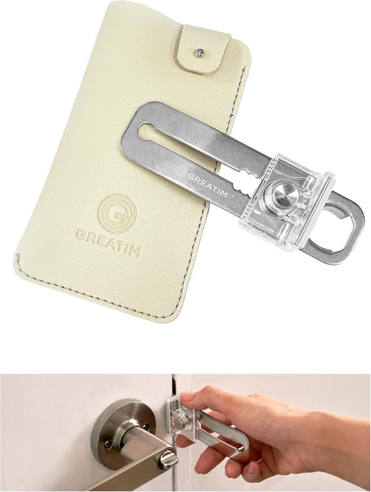 Greatim Portable Door Lock for Travel Hotel Safety, Stainless Steel Security Lock, Compact Safety Lock for Room Door, Universal Portable Travel Door Lock for Room Security