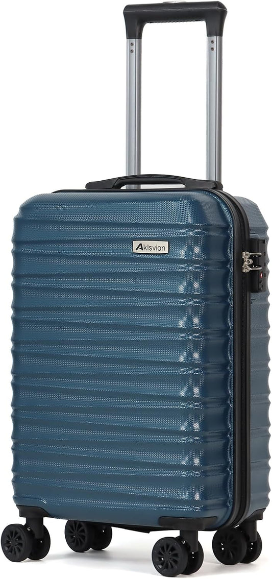 Carry on luggage 20 In suitcase with Spinner Wheels ABS & PC Hardside Luggage(Navy)