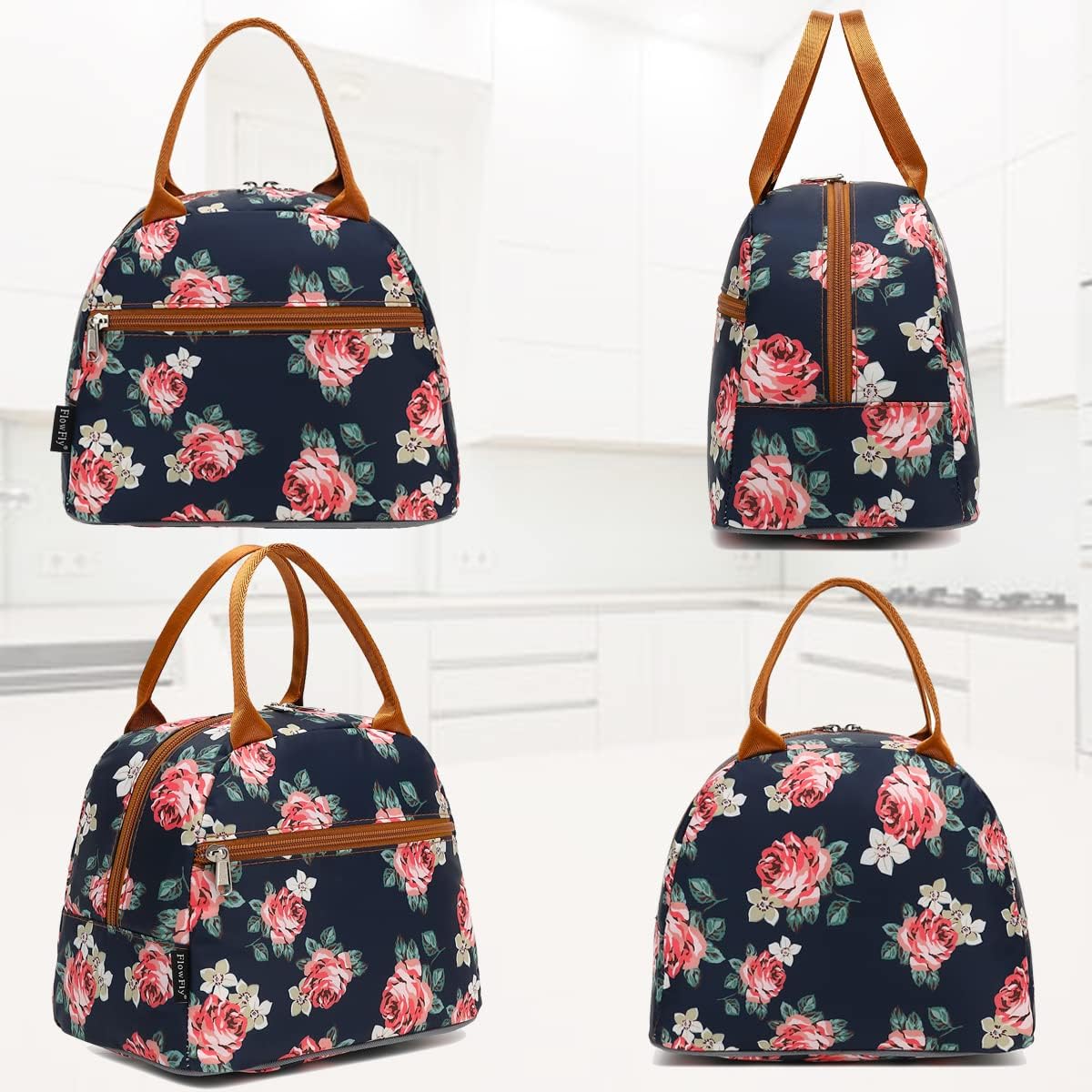 FlowFly Insulated Lunch Cooler Bag - Tote Bag Organizer for Women/Men, Rose