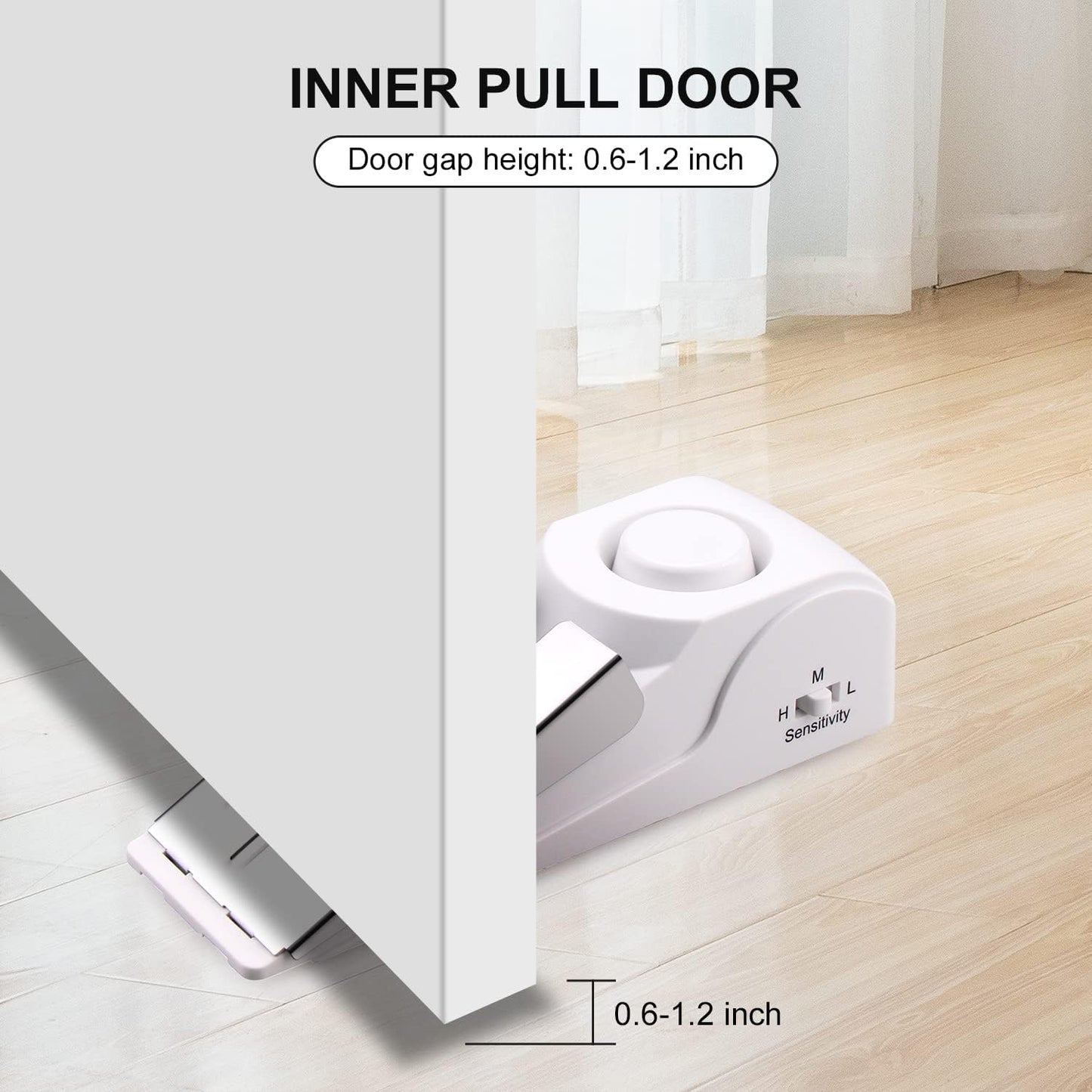 2 Pack Door Stop Alarm, Door Stopper with 120DB Security Alarm, Floor Wedge Door Stop Siren, Door Security Devices for Traveling, Apartment, Hotel and Home, White