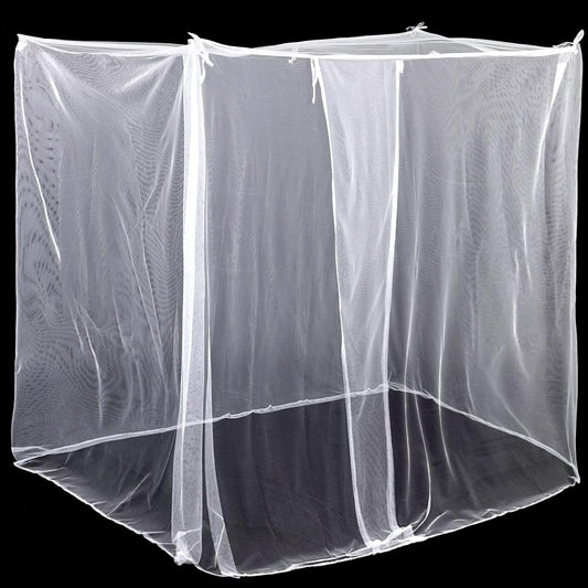 4 Corners Mosquito Net for Mosquiteros para Camas Bed Canopies Netting Bed Drapes Rectangular Mosquito Mesh for Camping Home Outdoor Travel(White,L75 X W79 X H67 Inch,Opening)