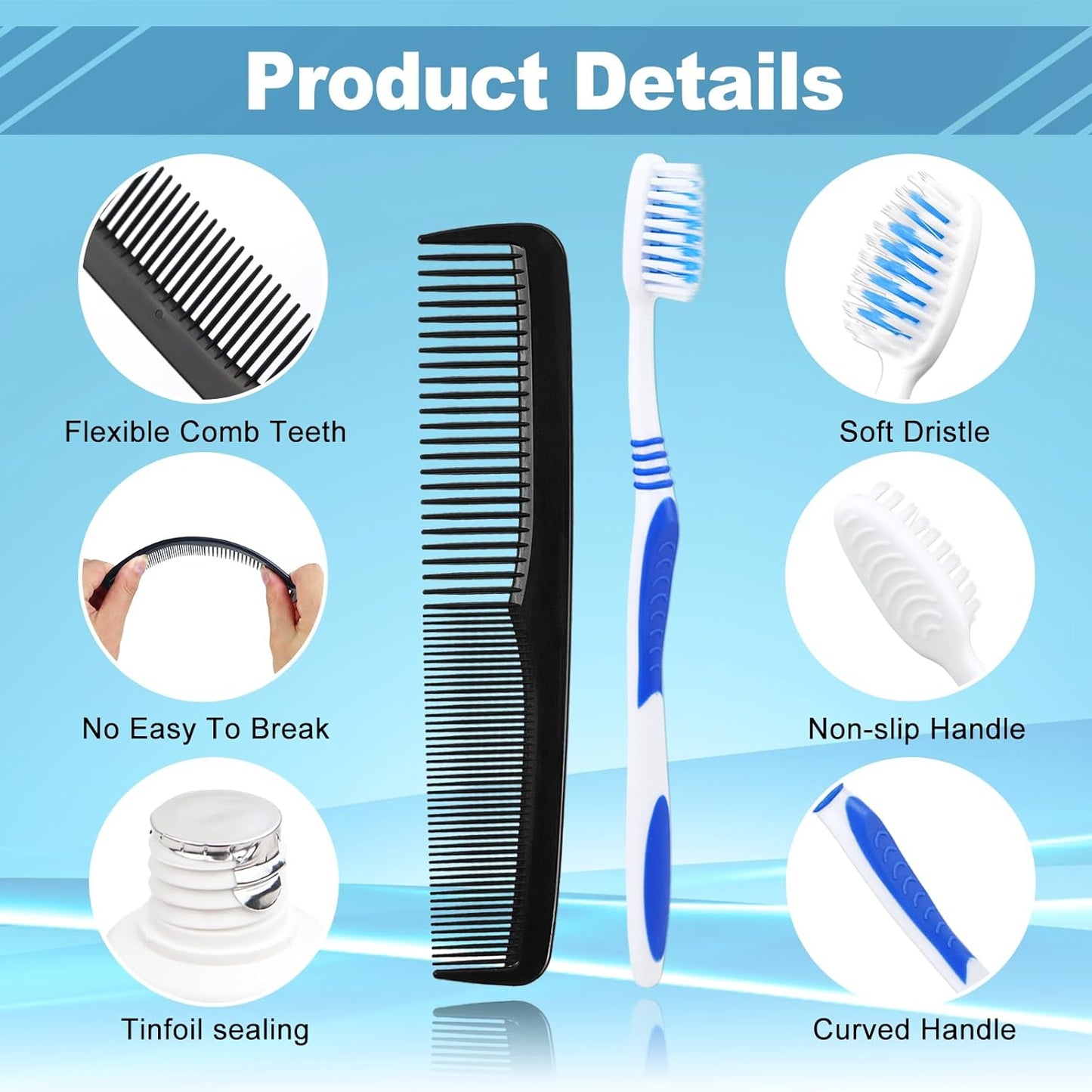30 Set Travel Toothbrush Kit Bulk,Disposable Toothbrush with Toothpaste Set with Mouthwash,Toothpaste,Cover,Comb,Zip Bag,Floss Picks,Toothbrushes Set for Homeless,Travel