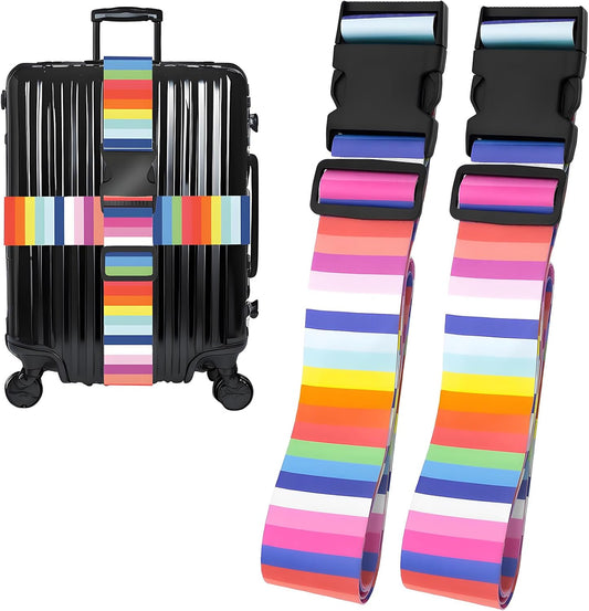 Rainbows Luggage Straps for Suitcases, Adjustable Luggage Travel Belts Security While Travel, Strong Polyester Fabric, Easy-to-Recognize Stylish Design Travel Essentials, 2 Pack