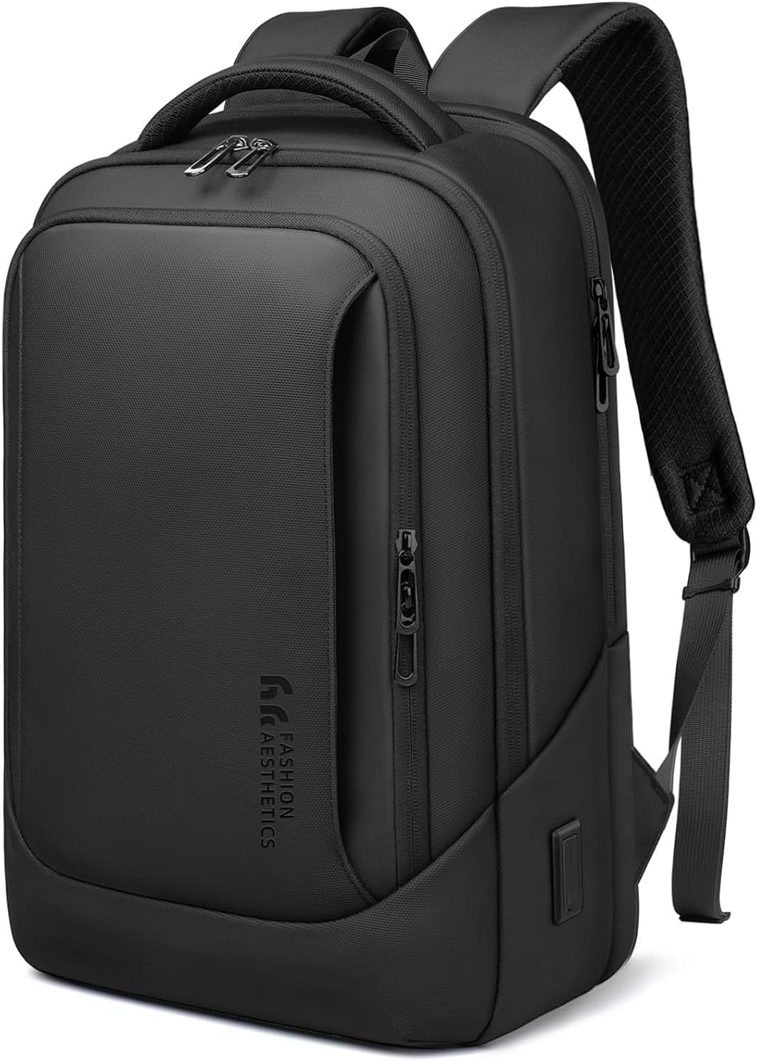 hk Laptop Backpack for Men with USB Charging Port Water-Resistant for 17.3 Inch Computer Bag Durable High-Tech Daypack Casual Backpack for Business Work College Weekender Travel- Black