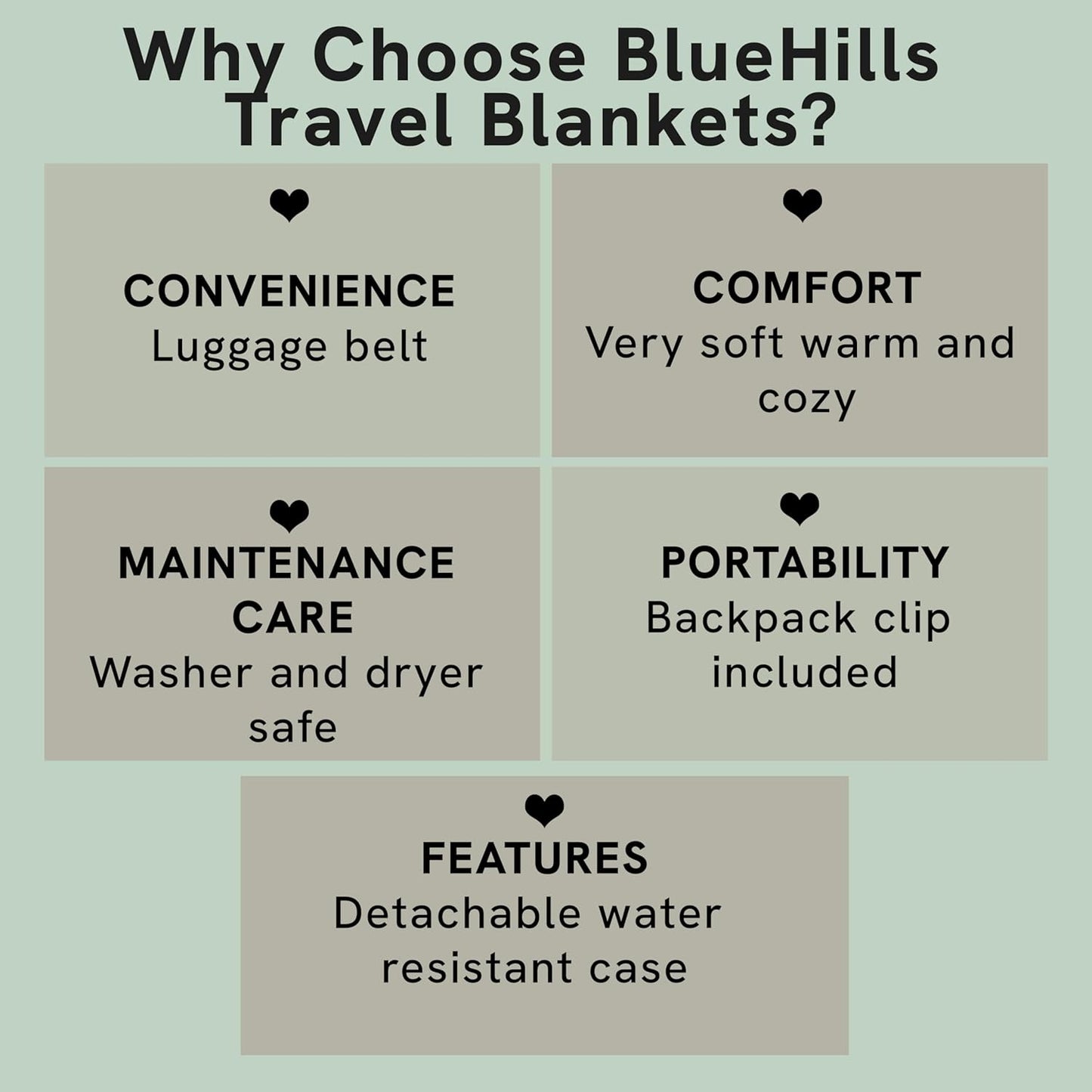 BlueHills Ultra Compact Travel Blanket 2 Pack Large Soft Cozy Portable Blanket Sheet with Carry Case and for Flight Airplane Car Layover Camping Hotel C203-2PK-Black