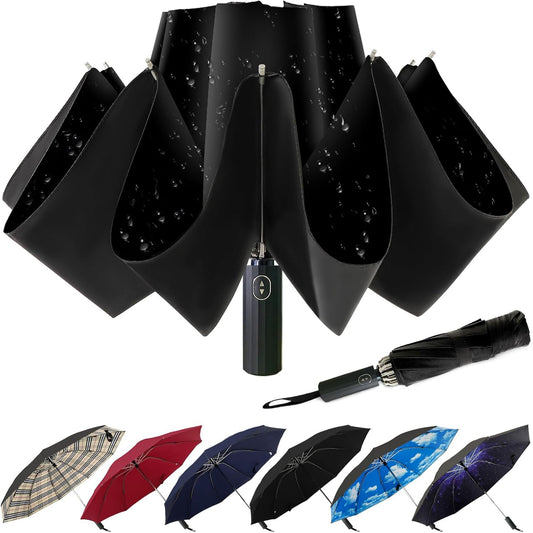 LLanxiry Compact Travel Umbrella, Mini Windproof Umbrellas for Rain & Sun, Small Lightweight Outdoor UV Umbrella, Portable Folding Umbrellas for Travel