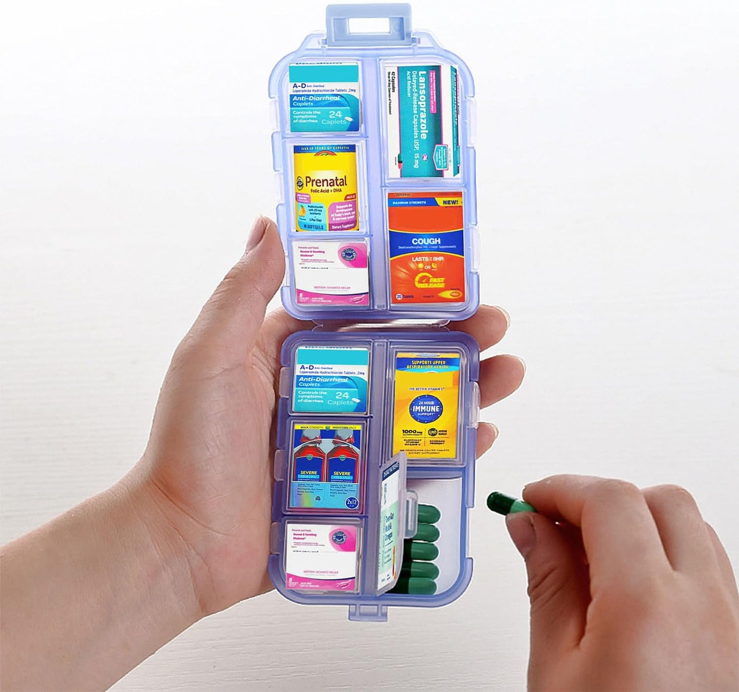 Small Pill Case Travel Pill Box Cute Pill Organizer for Purse Portable Daily Medicine Organizer 10 Compartment Pill Holder for Vitamins, Fish Oil, Supplements
